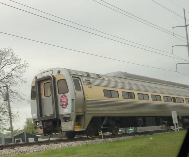 A picture I took in my car of a SPV-2000 (GVRX 1629) while on vacation outside the Grapevine Train Depot in Grapevine, Texas.