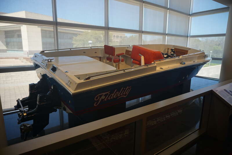 The boat Fidelity at the George H.W. Bush Presidential Library and Museum in College Station, Texas (United States).