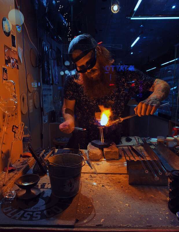 A picture of a glassblower in Ybor City, Tampa