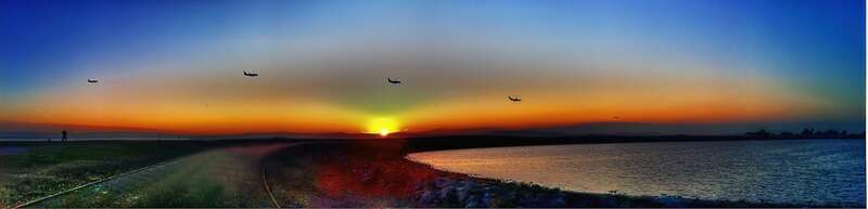 shot with iPhone 4 San LeanDro Marina
16 shots stitched with AutoStitch App 
processed with Photomatix and Adobe CS
Jason Jenkins
(avg focal length-3.85mm)
(aperture F2.8)

(ISO 80)