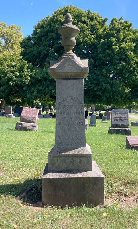 Grave of Matthew Webb (1848–1883) at Oakwood Cemetery, Niagara Falls, New York