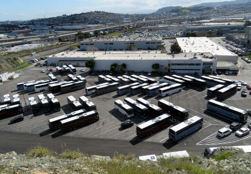 The main facility of Hallcon - which primarily runs private tech shuttles - in February 2019