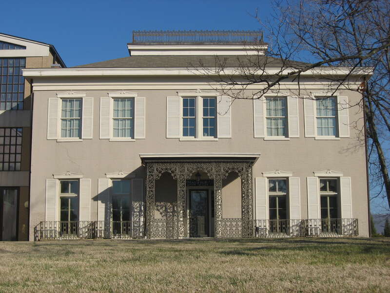 Front of the Hampden Smith House, located at 909 Frederica Street (Kentucky Route 2831) in Owensboro, Kentucky, United States.  Built in 1859 and now part of the Owensboro Museum of Fine Art, it is listed on the National Register of Historic Places.