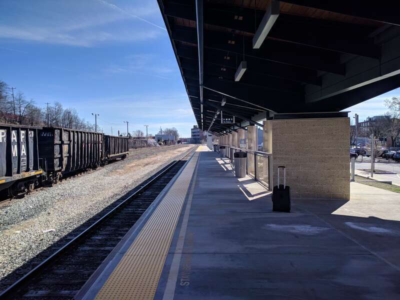 Holyoke station platform in April 2019