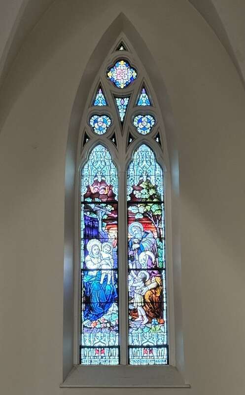 One of the stained glass windows in the Cathedral of the Immaculate Conception in Portland, Maine.