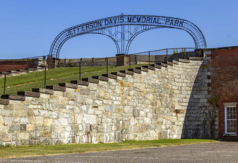Jefferson Davis Memorial Park archway at Fort Monroe National Monument,Hampton, Virginia, USA