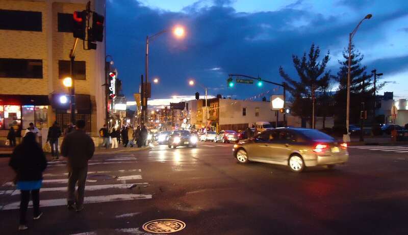 Street scene in Jersey City, New Jersey.
