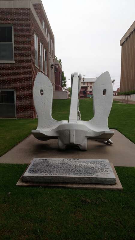 Anchor from a former battleship on courthouse grounds
