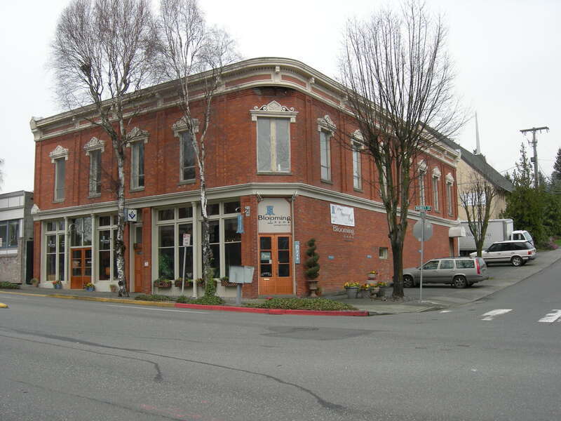 Campbell Building, Kirkland, Washington. At the corner of 7th and Market (Picadilly and Market at the time it was built circa 1890). Upstairs has been a Masonic Lodge since the 1930s. The building is in the National Register of Historic Places,