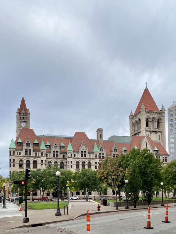 Built between 1894 and 1902, this Richardsonian Romanesque-style granite building was designed by Willoughby J. Edbrooke to serve as the United States Post Office, Courthouse, and Custom House for St. Paul.  The building occupies an entire city block