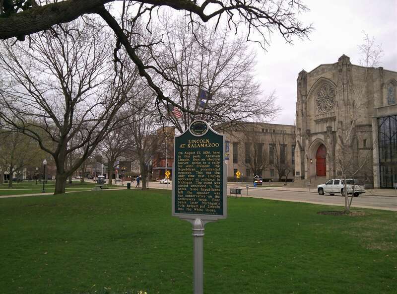 Lincoln at Kalamazoo Historical Marker