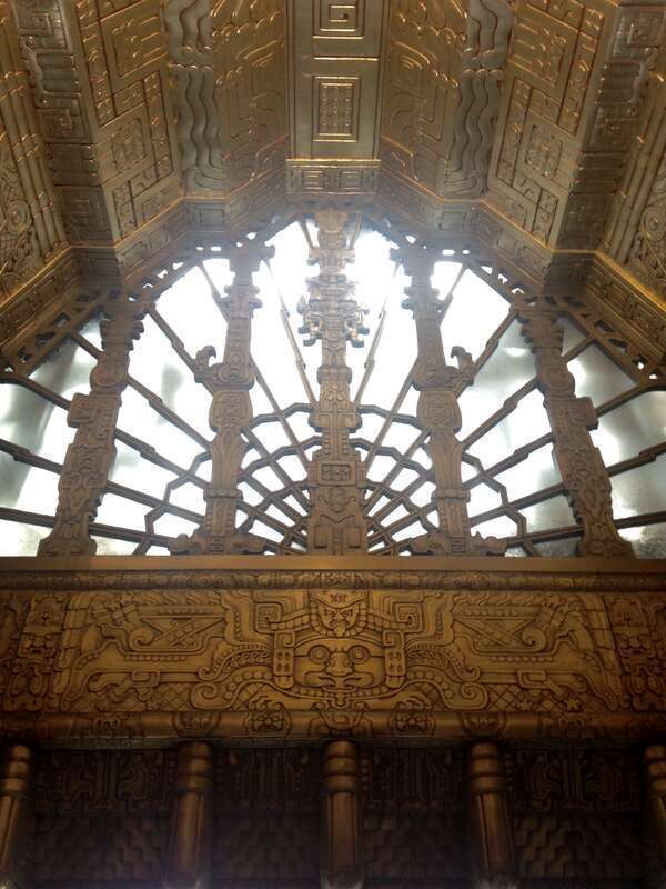 Art deco front wall, window, ceiling in the lobby of 450 Sutter building, San Francisco