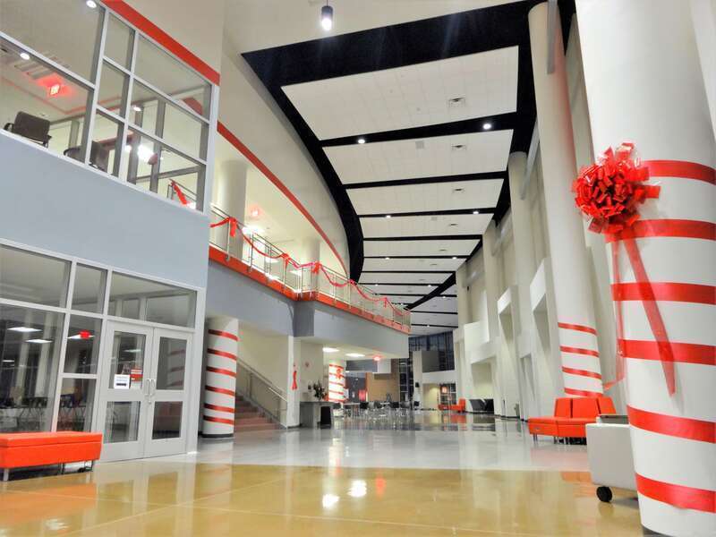 The 9th grade center at Marcus High School opened Fall 2014, and incorporates new technology, computers, televisions, and classroom designs to make learning more modern and creative.