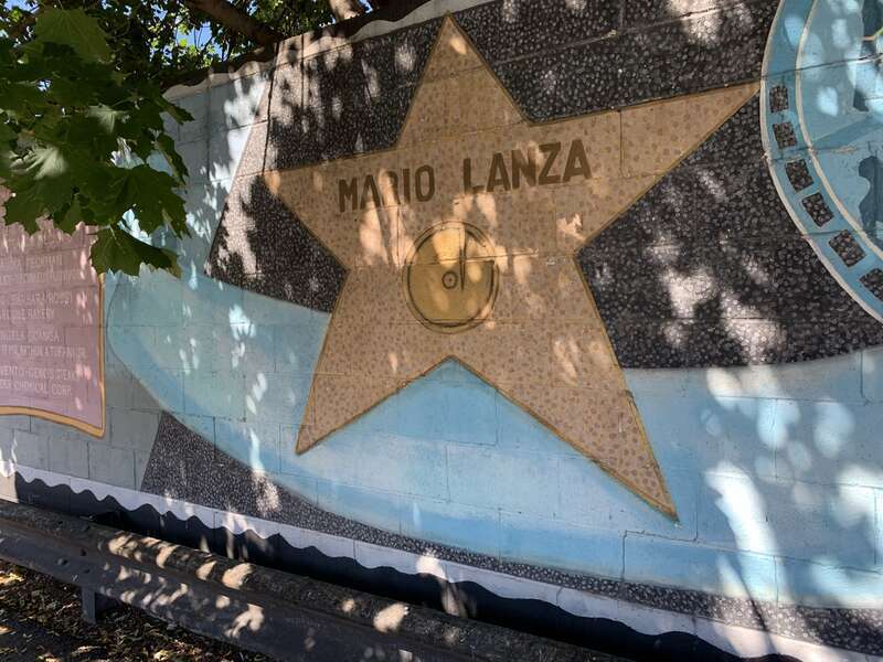 Part of a mural at Broad and Reed Streets dedicated to singer Mario Lanza, depicting his star on the Hollywood Walk of Fame