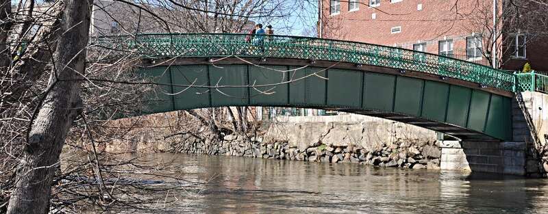 A photograph of the historic Medford Pipe Bridge in Medford, Massachusetts.