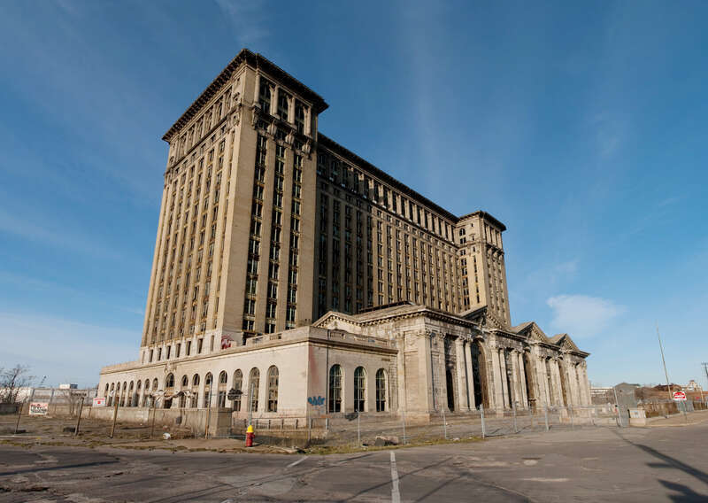 The former Michigan Central Train Station, on Michigan Avenue in Detroit. Built in 1913, the station served passengers until its closure in 1988.