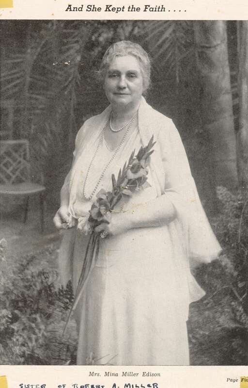 Mina Miller Edison (1865-1947) was the second wife of Thomas Edison. He married her in 1886 after the death of his first wife, Mary Stillwell Edison, in 1884.
Where Mary had been a woman of simple means, a worker in his Newark factory…..Mina was