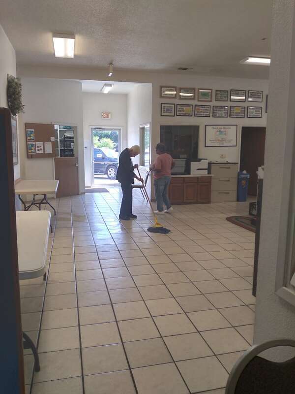 Miss Tillie mopping the floors at 90 years old The Mission Arlington Texas 2023 Sept
