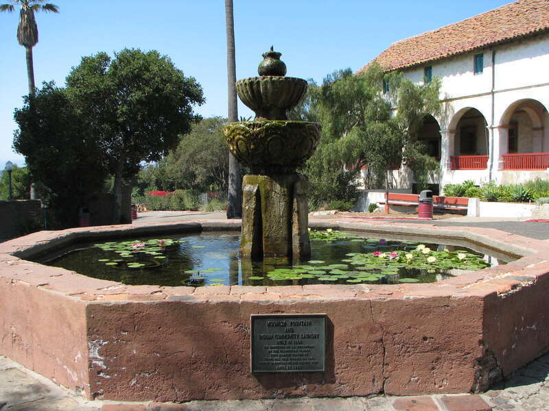 Moorish fountain, Mission Santa Barbara, Santa Barbara, California, USA