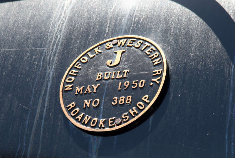 It was a beautiful sunny day in Roanoke on May 8th, National Train Day.  Here's the builders plate from the famous steam engine 611.