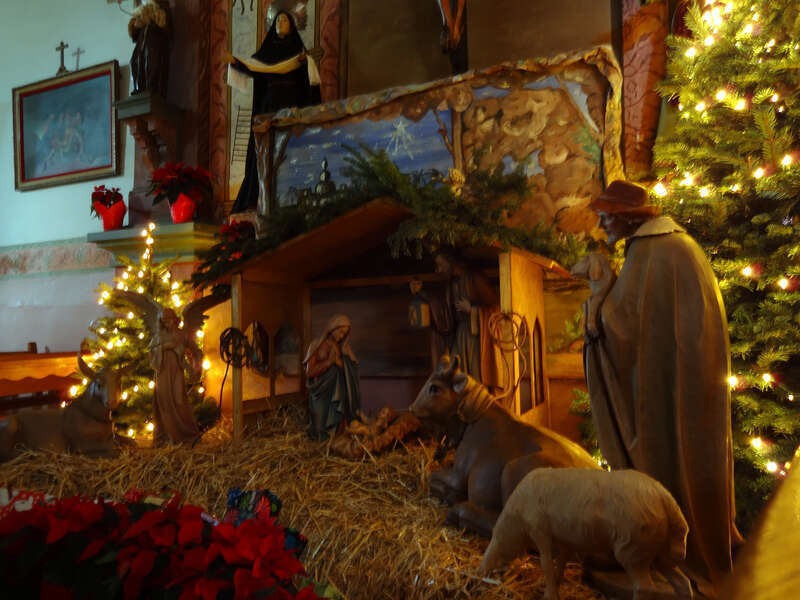 Nativity scene inside the Mission San Buenaventura church