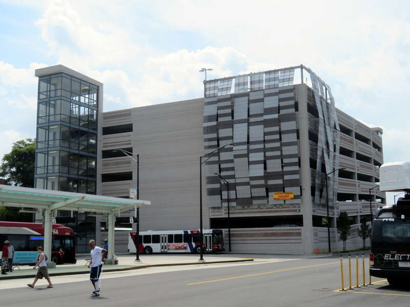 New parking garage at Springfield Union Station in August 2018