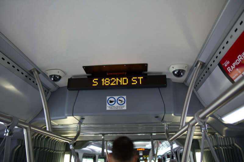 Initially rolling out on the RapidRide A Line, the next stop announcement system will be rolled out on the entire fleet for all routes and should be up and running in 18 months--that's April of 2012.