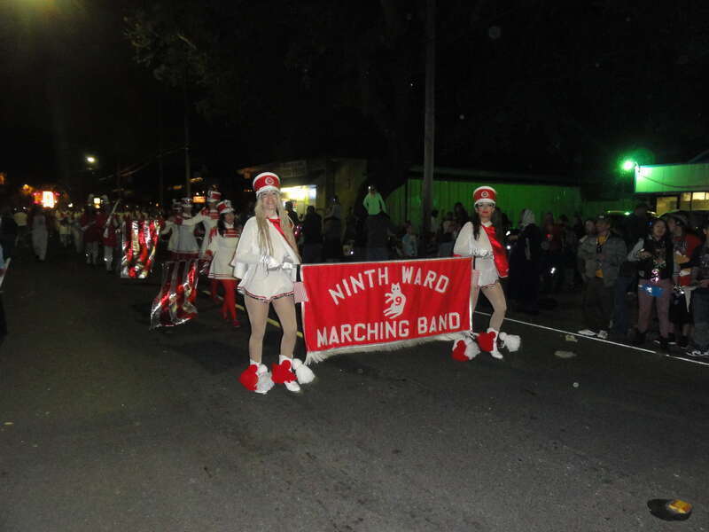 Ninth Ward Marching Band in the Krewe of Muses parade, Magazine Street, Uptown New Orleans