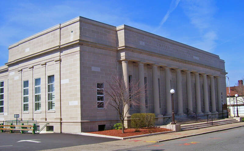 Former post office building in Attleboro, MA, USA. Now used by county and city for various departments
