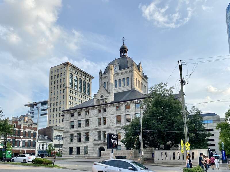 Built in 1898-1900, this Richardsonian Romanesque Revival-style building was designed by Lehman and Schmitt to serve as the Fayette County Courthouse, and is the fifth courthouse to serve Fayette County, replacing a previous courthouse, built in