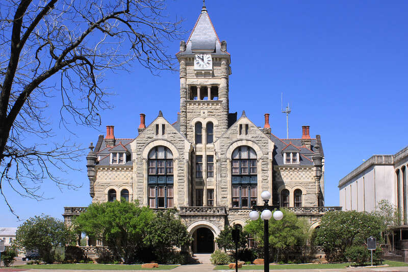 East elevation of the old Victoria County Courthouse in Victoria, Texas, United States.