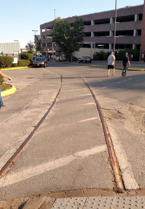 Former railroad tracks on Maine State Pier in September 2016