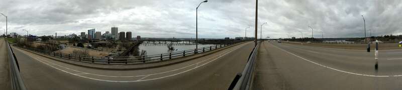 Panorama of the Robert E. Lee Memorial Bridge in Richmond, Virginia.