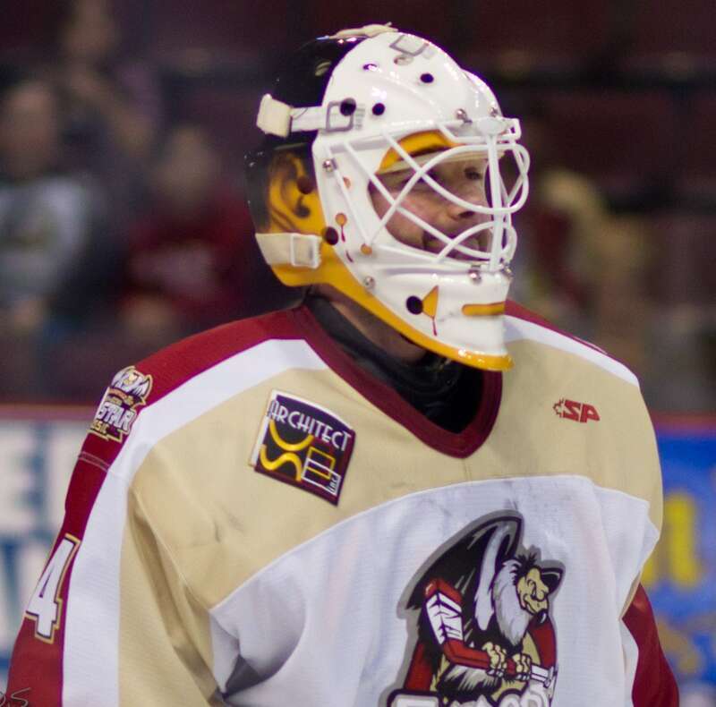 Peter Hirsch with the Bakersfield Condors in 2011 during a game vs. the Ontario Reign.