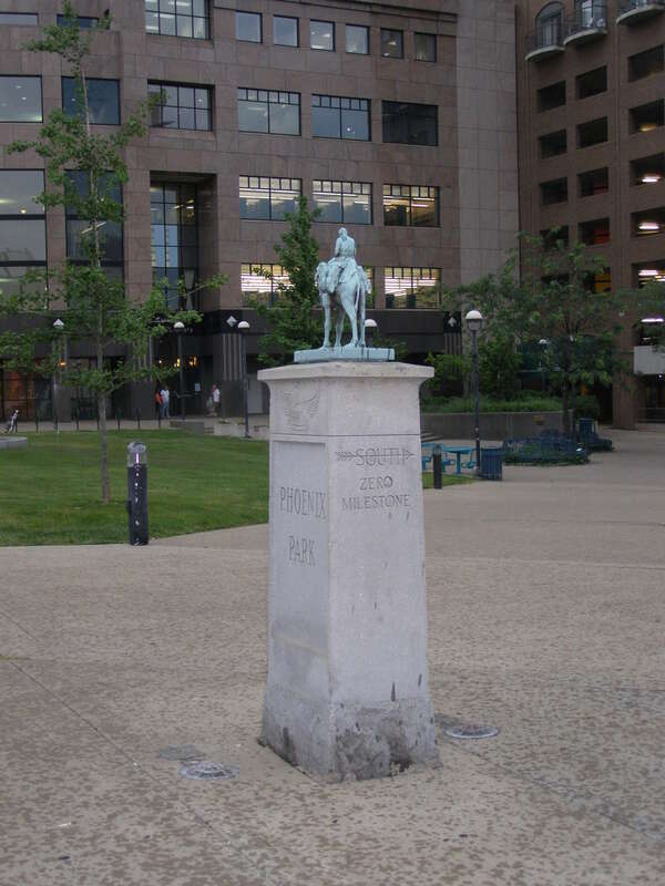 Kentucky's zero (0) point for the state road measuring system.  It is located in Phoenix Park, Lexington, Kentucky.d