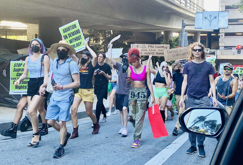 Protests Against Abortion Ruling in Downtown LA