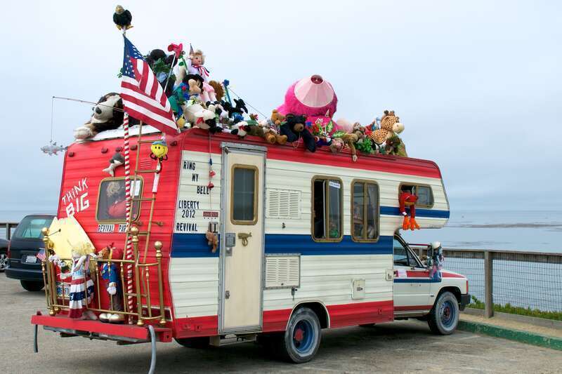 A dude in this tricked out camper pulled into the parking lot at Natural Bridges State Beach in Santa Cruz.   I drove to Santa Cruz that day to take photographs of the beaches and scenery, but this was much more interesting!