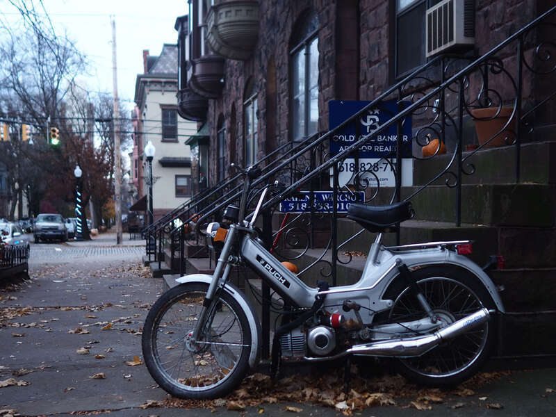 Puch Maxi moped - these mopeds were manufactured in Austria during the 1970's and 1980's equipped with a 48cc gas-powered engine, in addition to bicycle pedals for human power.