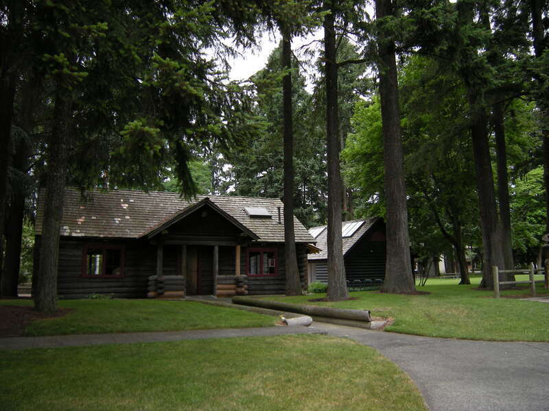 Anderson Park (formerly Redmond City Park), 7802 168th Ave NE, Redmond, Washington. The park is listed on the National Register of Historic Places. The building at center in this photo was built by the WPA.