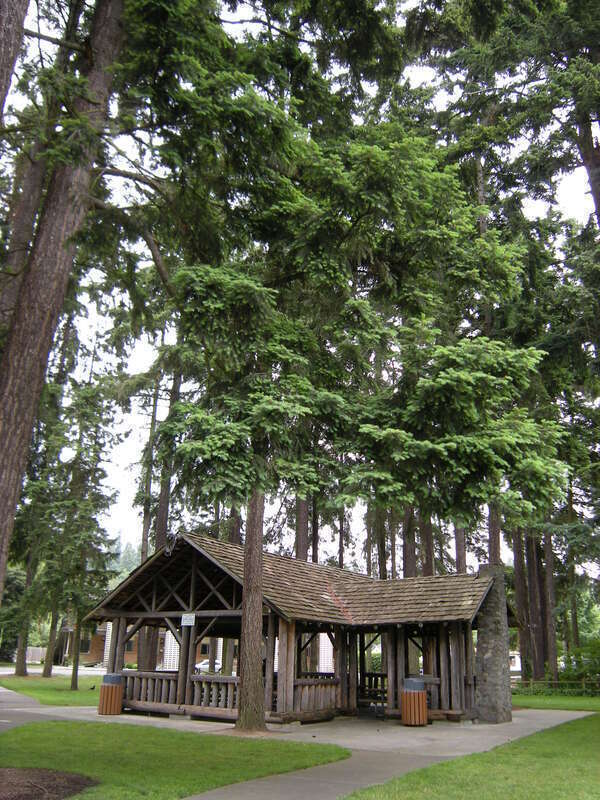 Picnic shed, Anderson Park (formerly Redmond City Park), 7802 168th Ave NE, Redmond, Washington. The park is listed on the National Register of Historic Places.