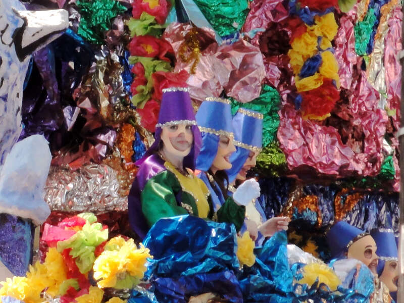 New Orleans Carnival 2011. Masked parade riders, Uptown.