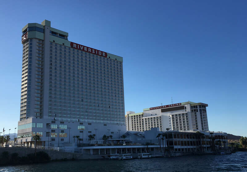 The Riverside Resort Hotel &amp;amp; Casino, as seen from the Colorado River in 2018