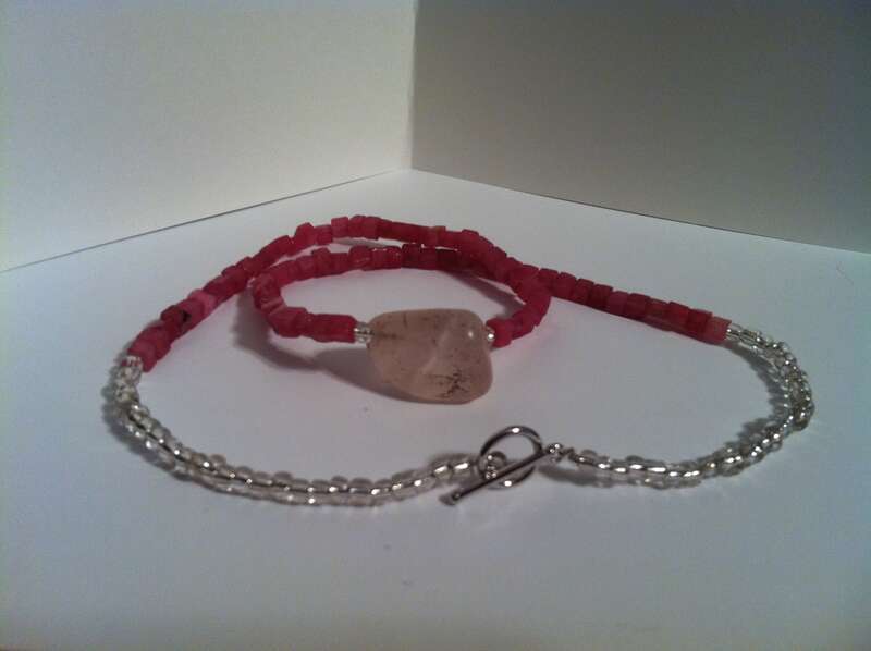 Earth tone inspired necklace made of glass stones and beads.