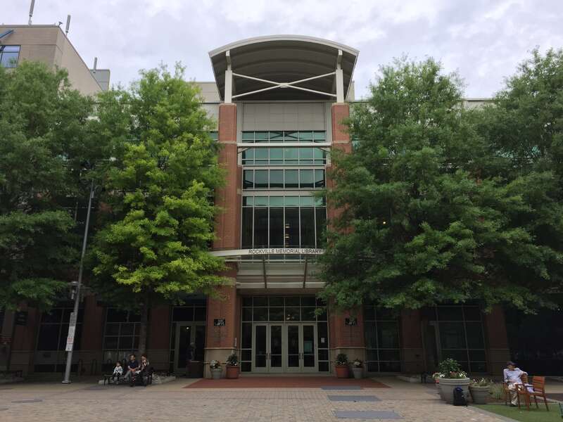 Rockville Memorial Library, part of Montgomery County Public Libraries, in Rockville, Maryland in 2018