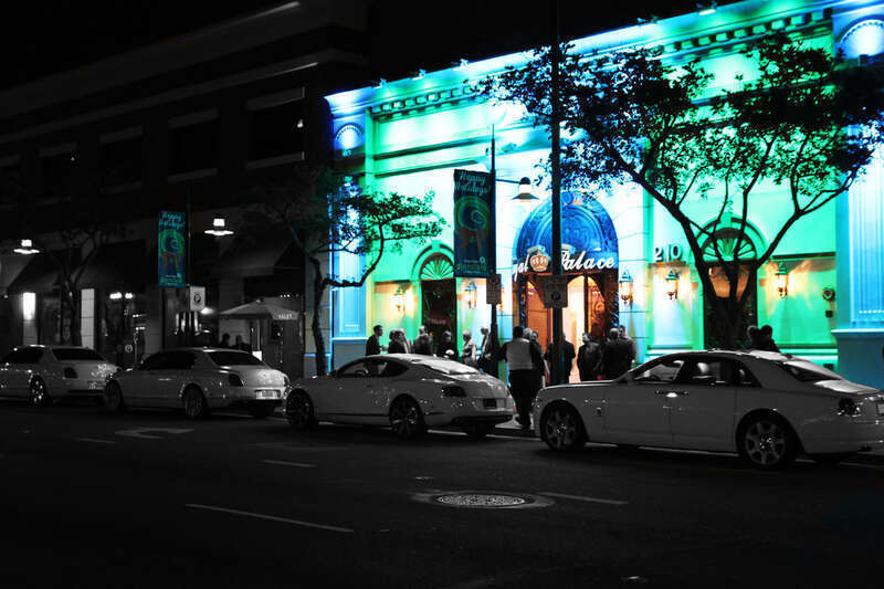 New modern style banquet hall for wedding reception. My own photo.