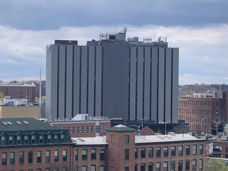 Tallest building in Norwalk, Connecticut. Park Tower Stamford seen in the distance