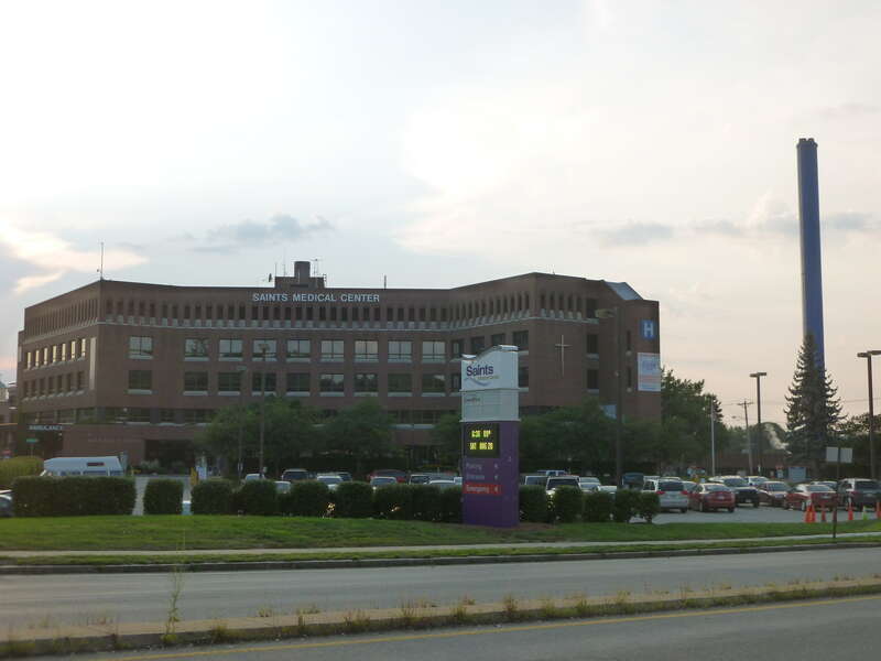 Saint Medical Center, located at 1 Hospital Drive, Lowell, Massachusetts.  East side of building shown.