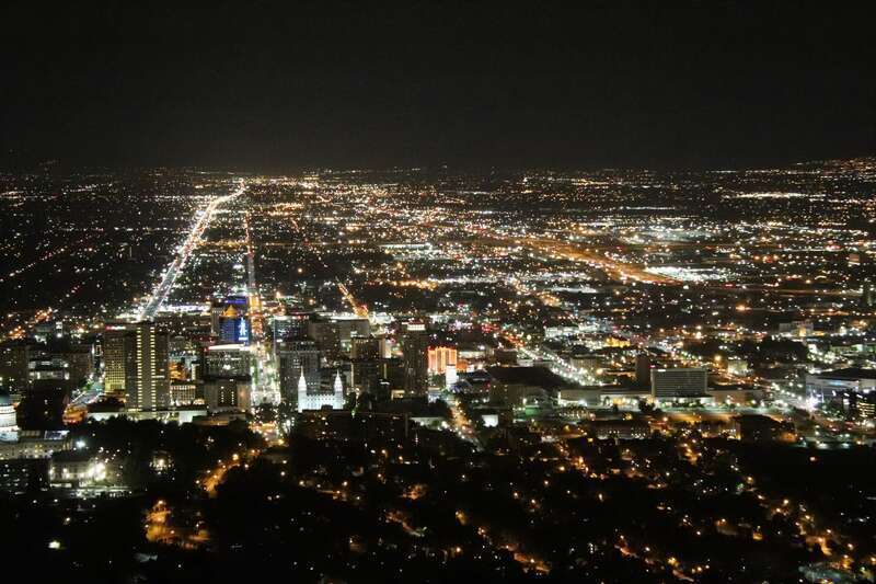 Salt Lake City Night View From Ensign Peak
