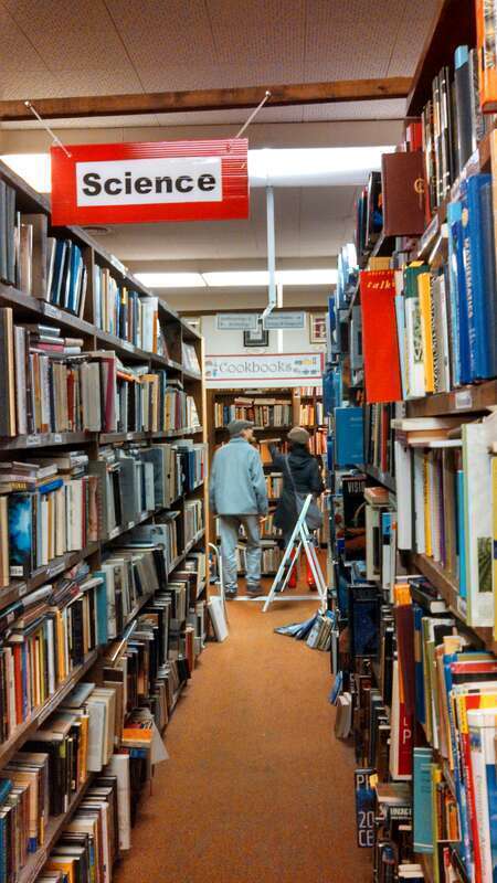 A place I can often be found is in the science shelves of a bookstore. This photo is at Michael's Books in Bellingham, Washington