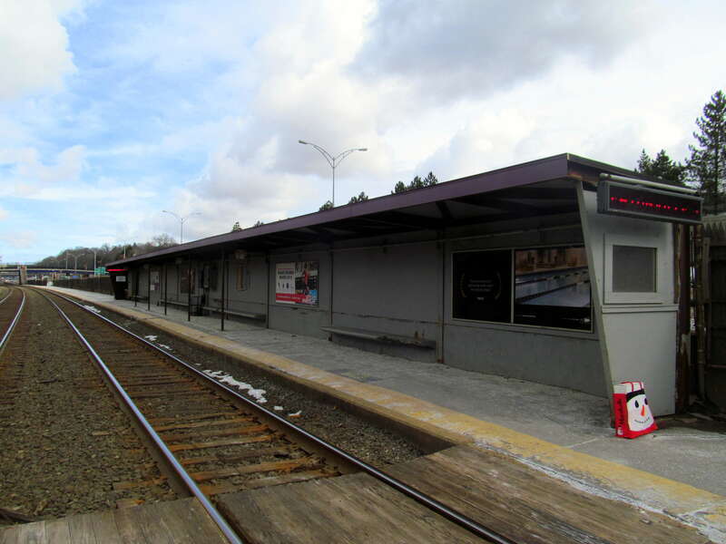 Shelter at Newtonville station in March 2013